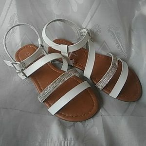 Girl's Double Ankle Straps Sandal w Rhinestones